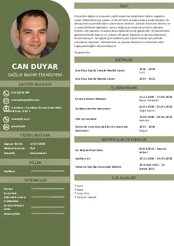 Hasta Bakıcı Cv Örnekleri cv indir